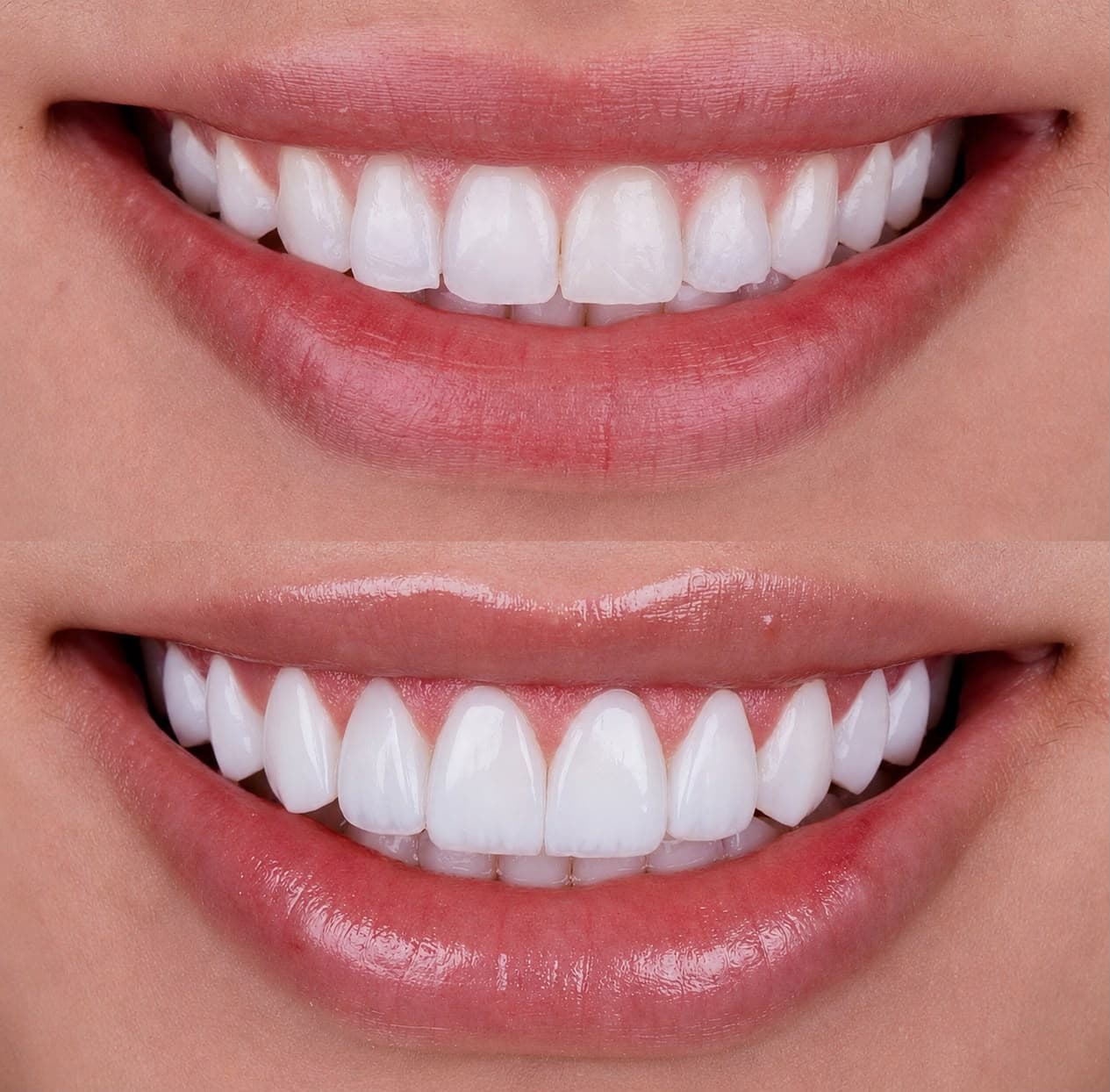 Resultado: lentes de porcelana — antes e depois